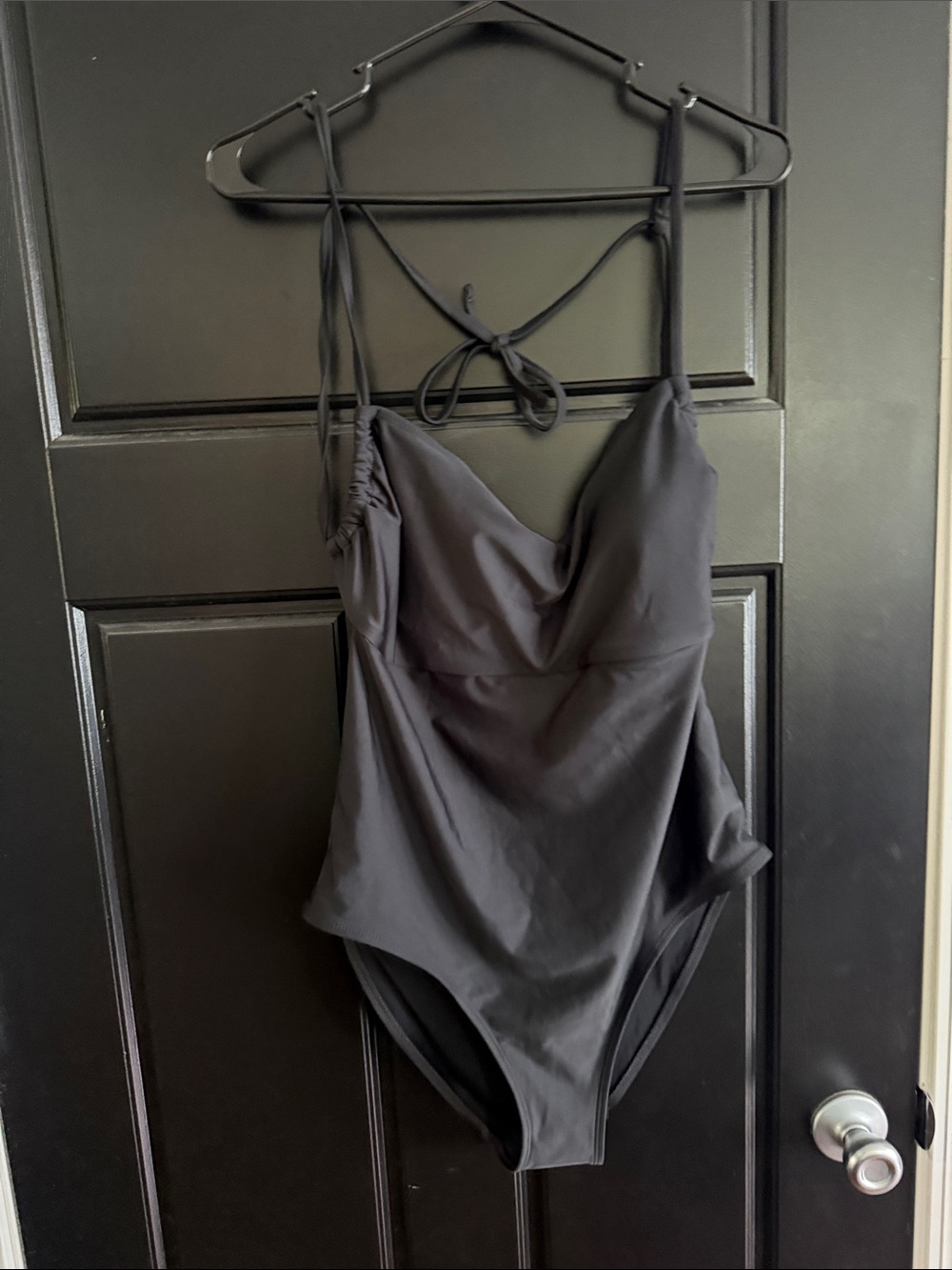 Old Navy Black Draped One-Piece Swimsuit